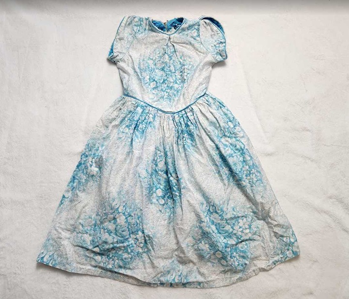 Vintage girl's S/M Best & Co 5th Ave New York blue floral tulle party dress