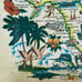 Mid Century Modern Florida bowl souvenir bamboo kitsch multicolor