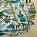 Mid Century Modern Florida bowl souvenir bamboo kitsch multicolor