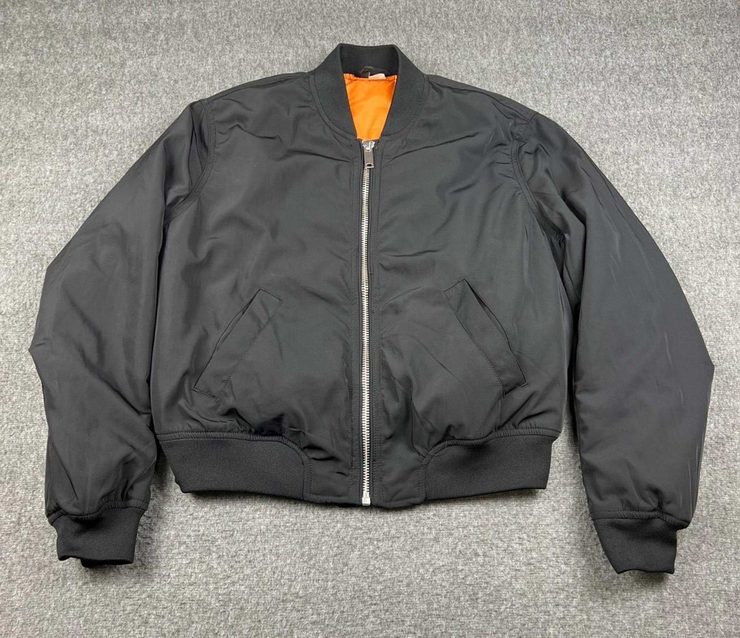 Divided Men's Black Bomber Jacket with Orange Lining Size Medium