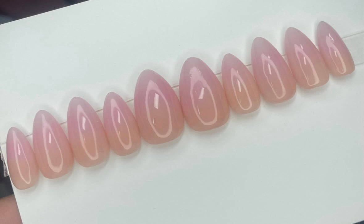 Medium almond ombré acrylic press on nails handmade custom durable