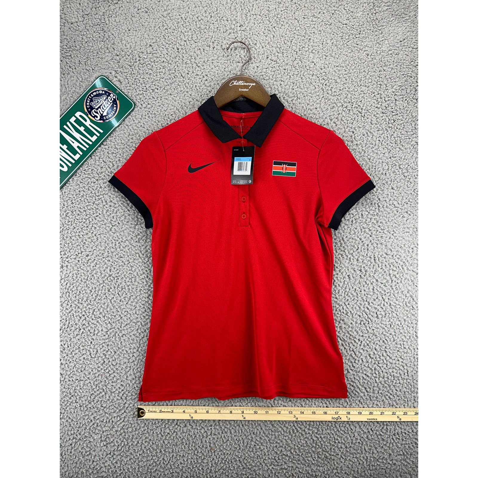 Nike Kenya Olympic Team Golf Polo Shirt Womens Medium Red Black Slim Fit NEW M