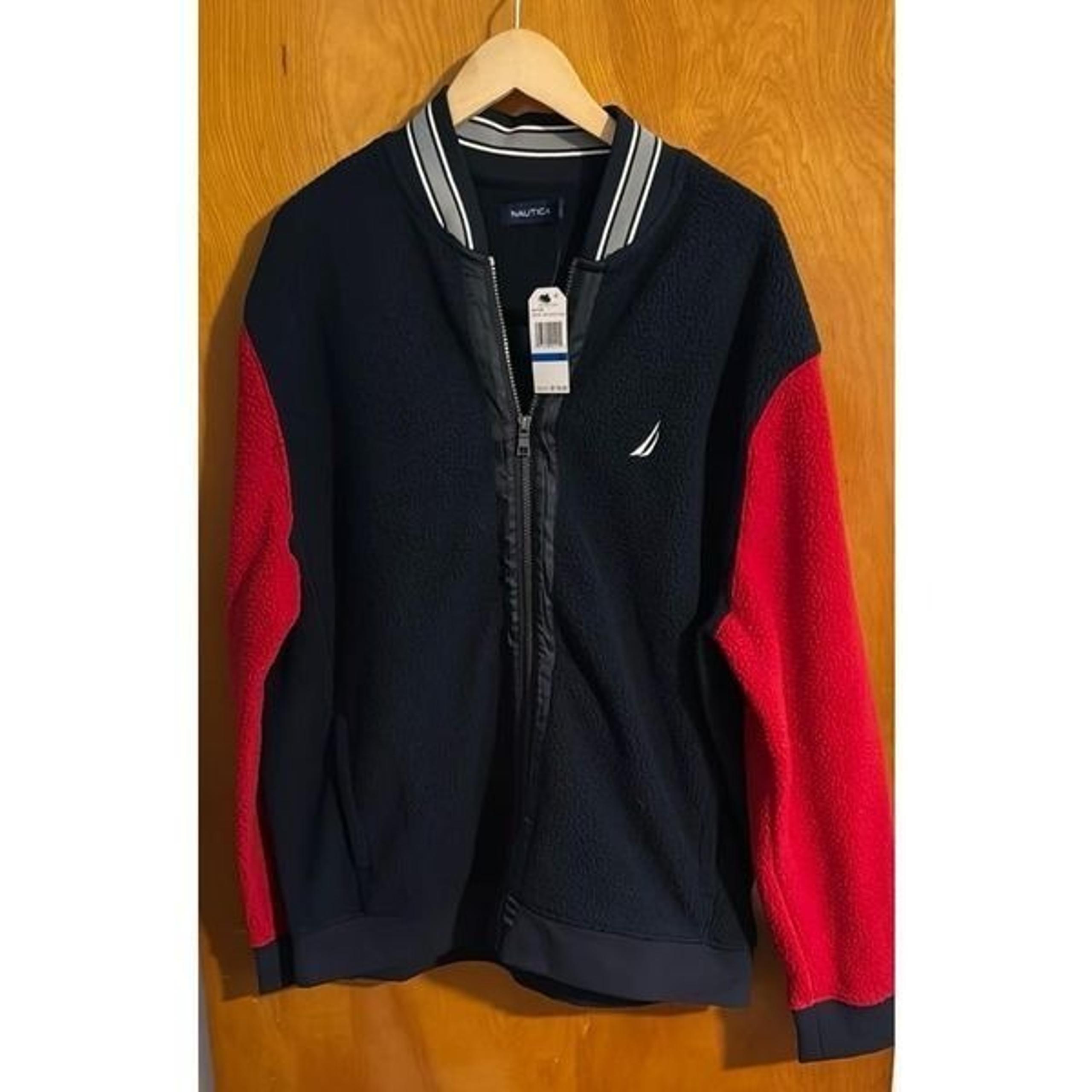 Nautica Fleece Jacket Mens XL Sherpa Red Navy