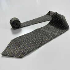 Valentino Cravatte Vintage Tie Made In Italy Grey Silk Woven Geometric Necktie