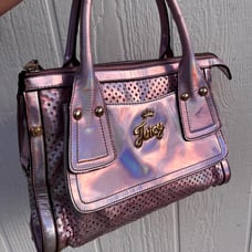 Vintage Juicy Couture Iridescent holographic Metallic Pink Satchel