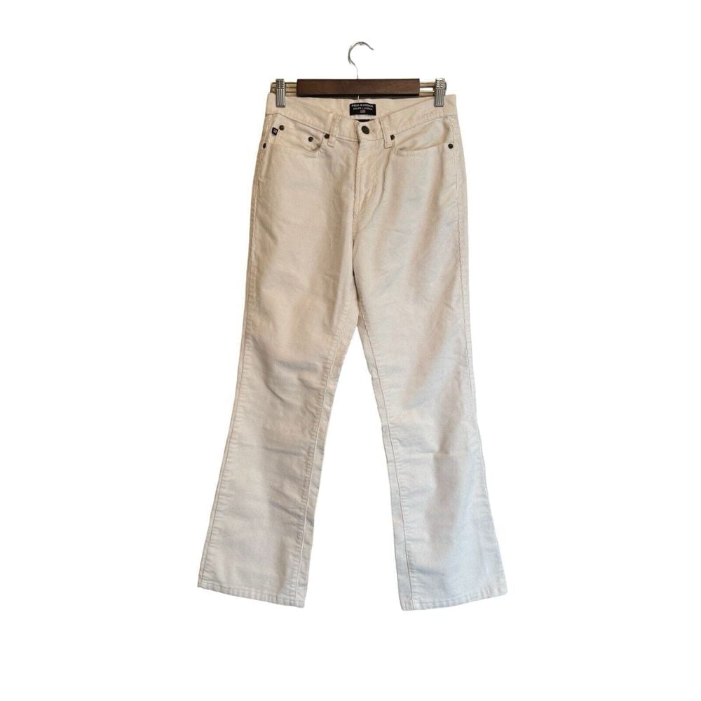 Vintage Polo Jeans Co Ralph Lauren Pants Womens 4x29 White Corduroys Boot Y2K
