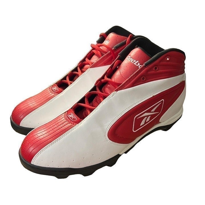 Men's Reebok NFL Eqpt Rubber Red White High-Top Football Cleats Size 16