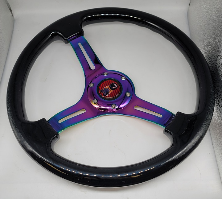 NEW 350MM 14 Universal Spoon ABS Racing Steering Wheel Black With Neo Spoke