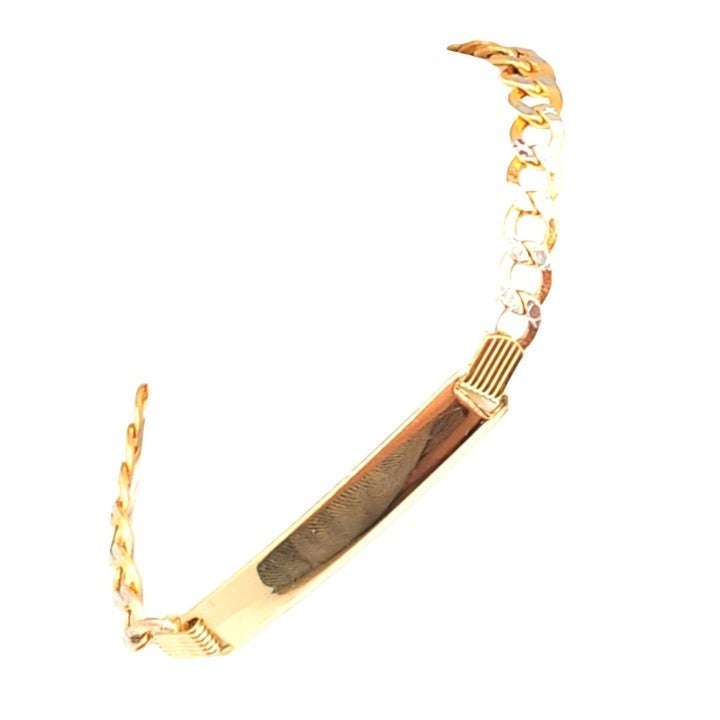 14k Yellow Gold Diamond Cut Cuban Id Bracelet 7 Inch 10mm