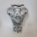 French Porcelain Faience Vase Hand-painted Vintage Blue White Gold Footed 11