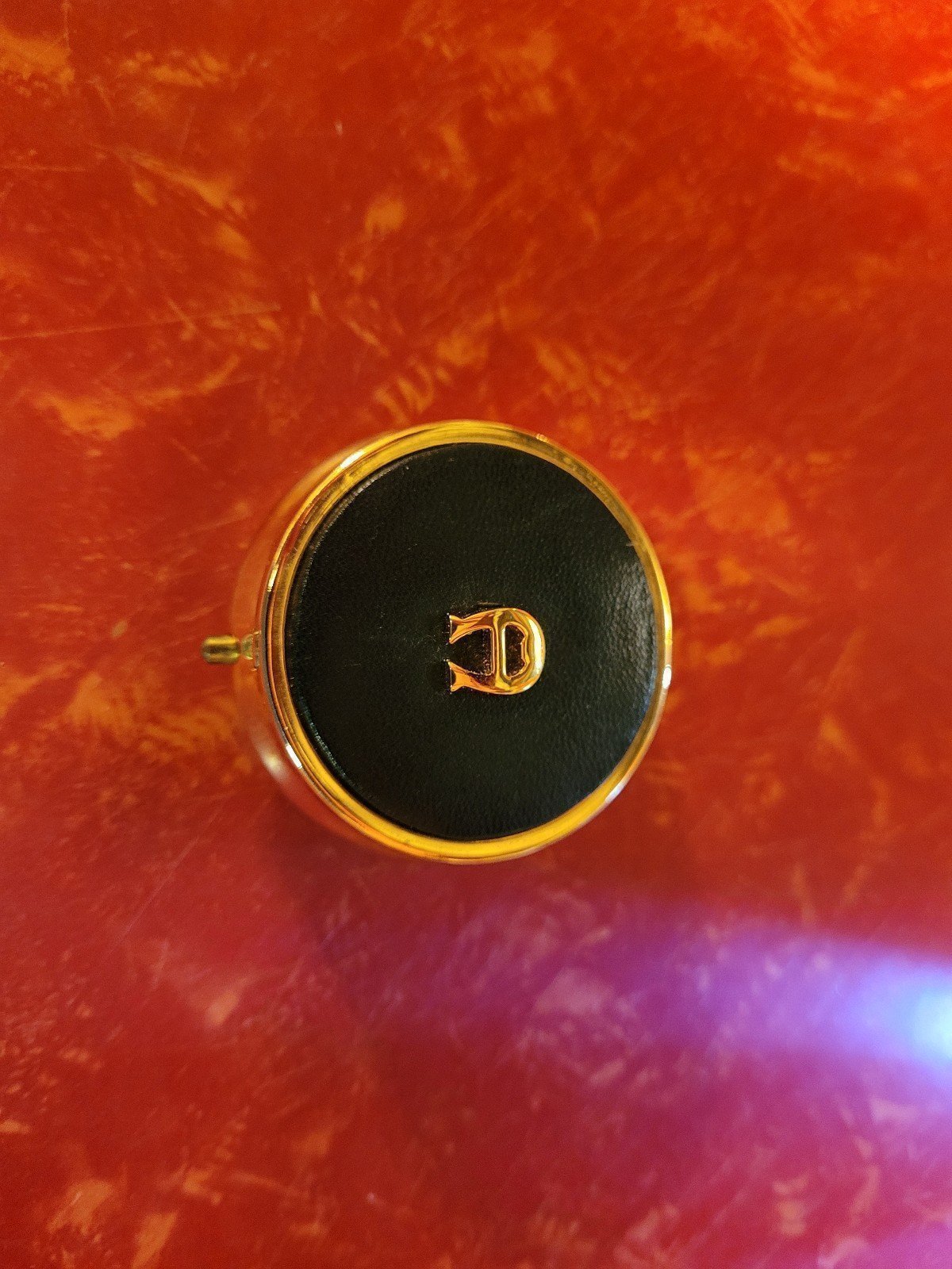 Etienne Aigner Black Leather Gold Pill Case