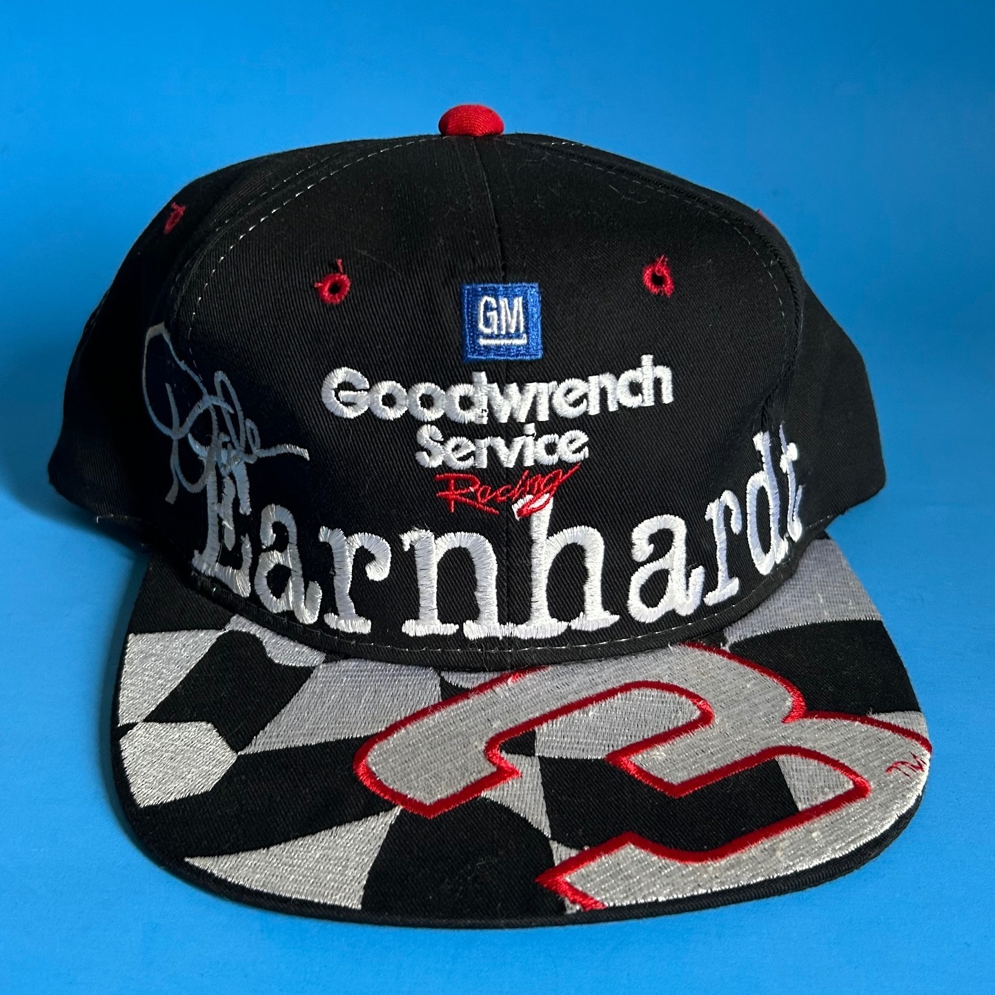 Vintage 1990's Dale Earnhardt Sports Cap Big Logo Checkered #3 Racing Cap