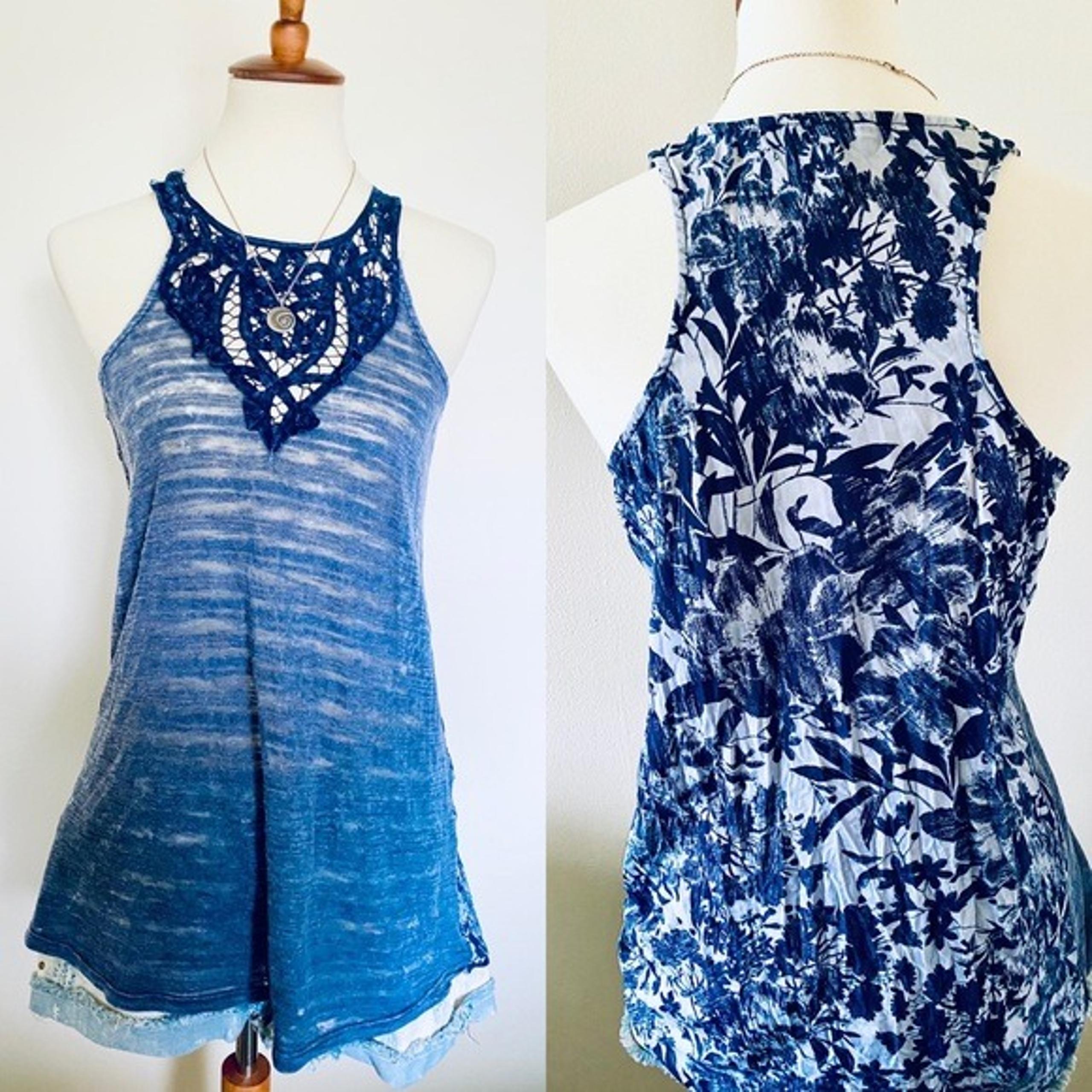 Gimmicks Blue Crochet Racerback Tank