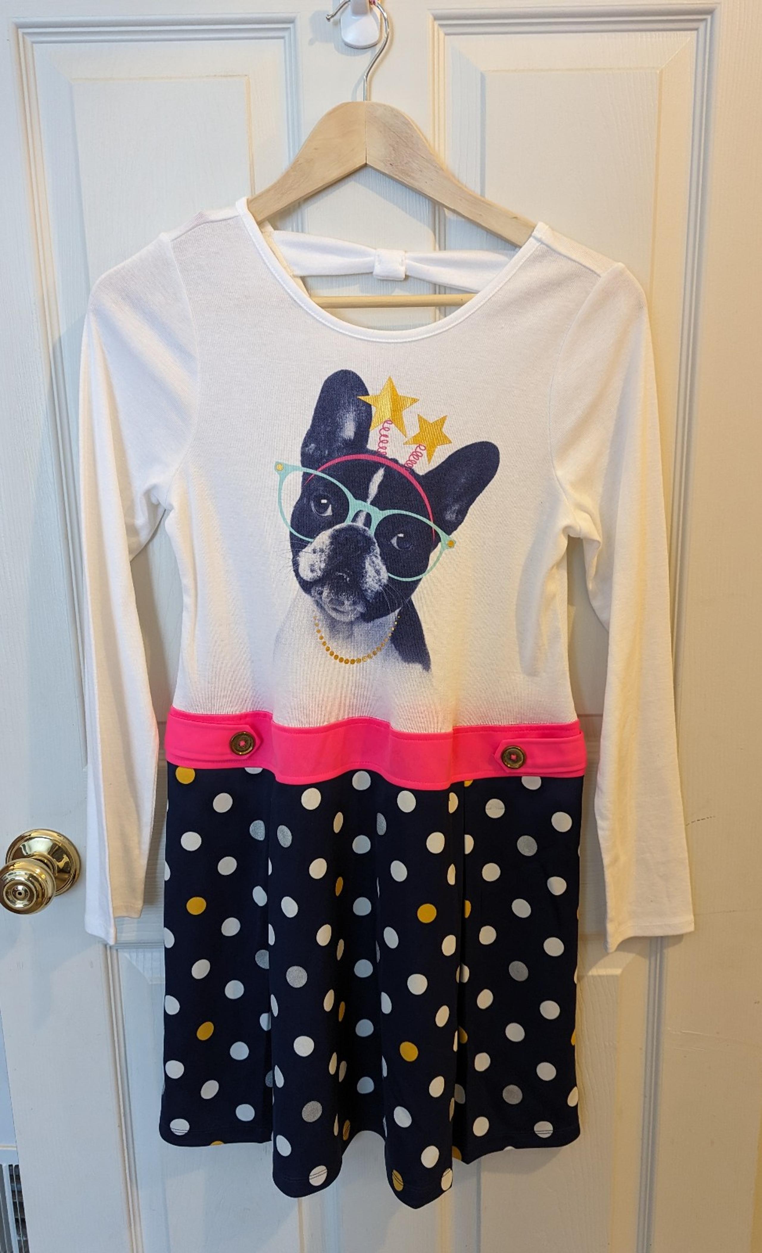 Girls French Bulldog Dress - Size XL (14/16)