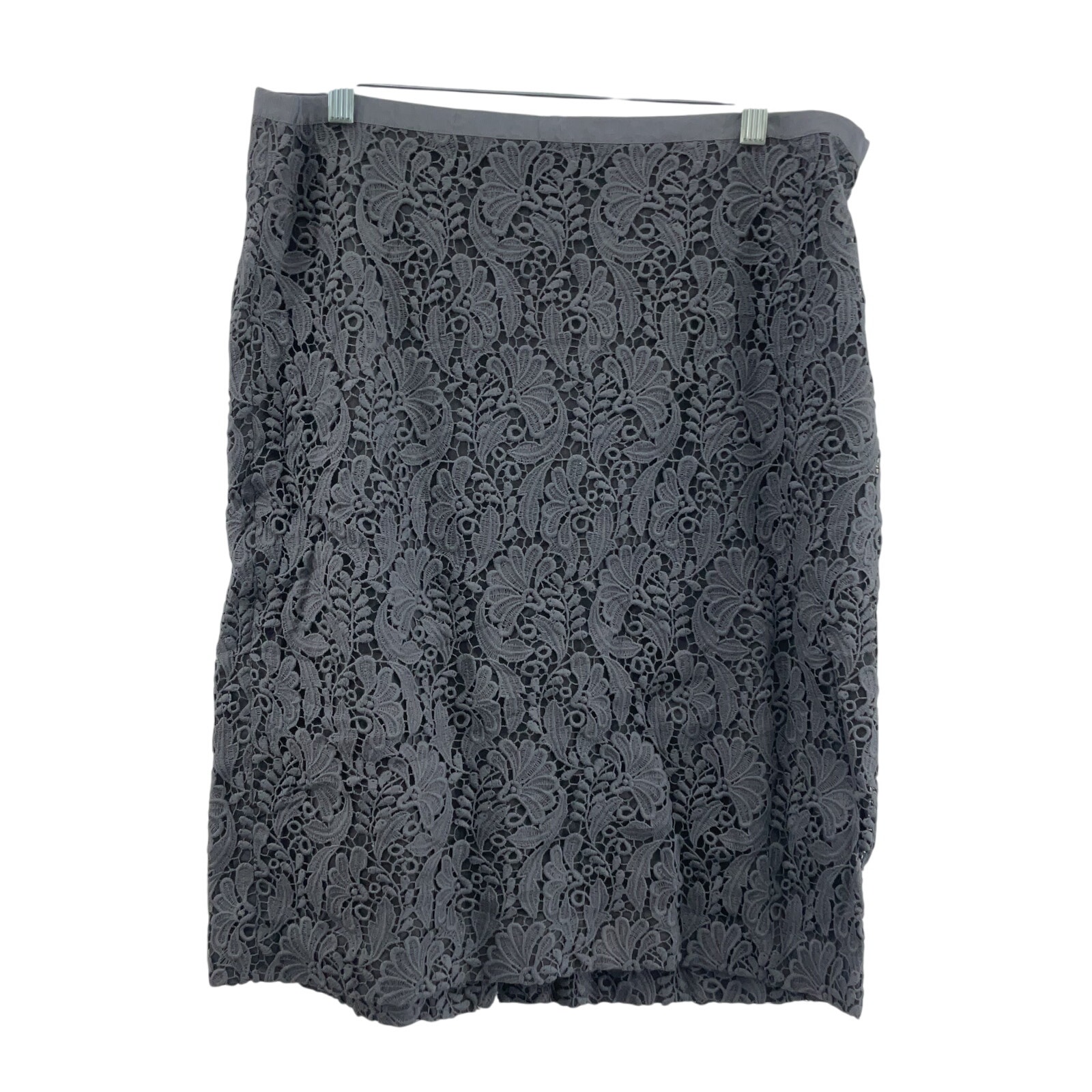 NWT Talbots Women's Macrame Lace Boho Gray Cotton Midi Skirt, Size 14