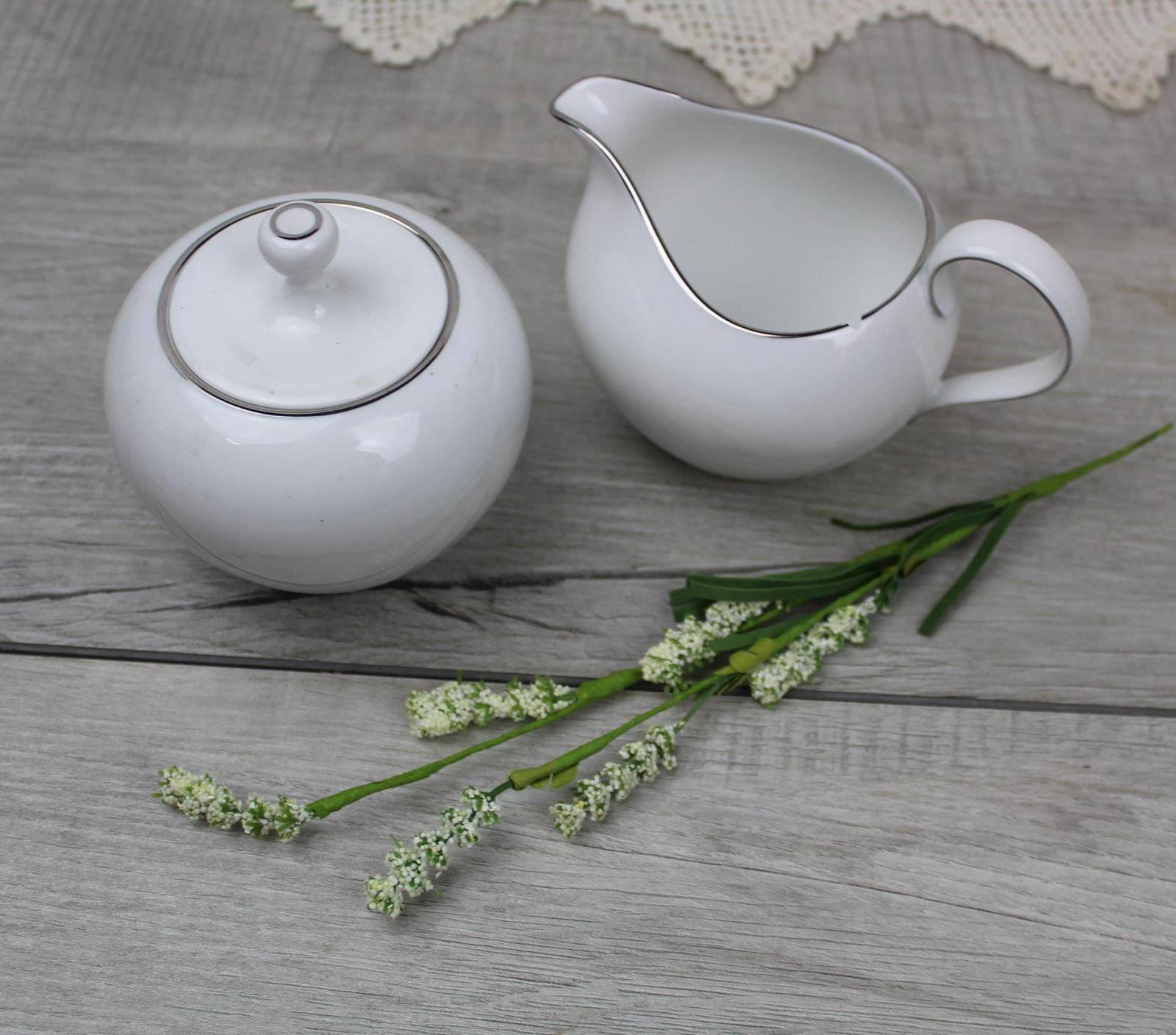 Johann Haviland Bavaria Wedding Ring Pattern White Creamer and Sugar