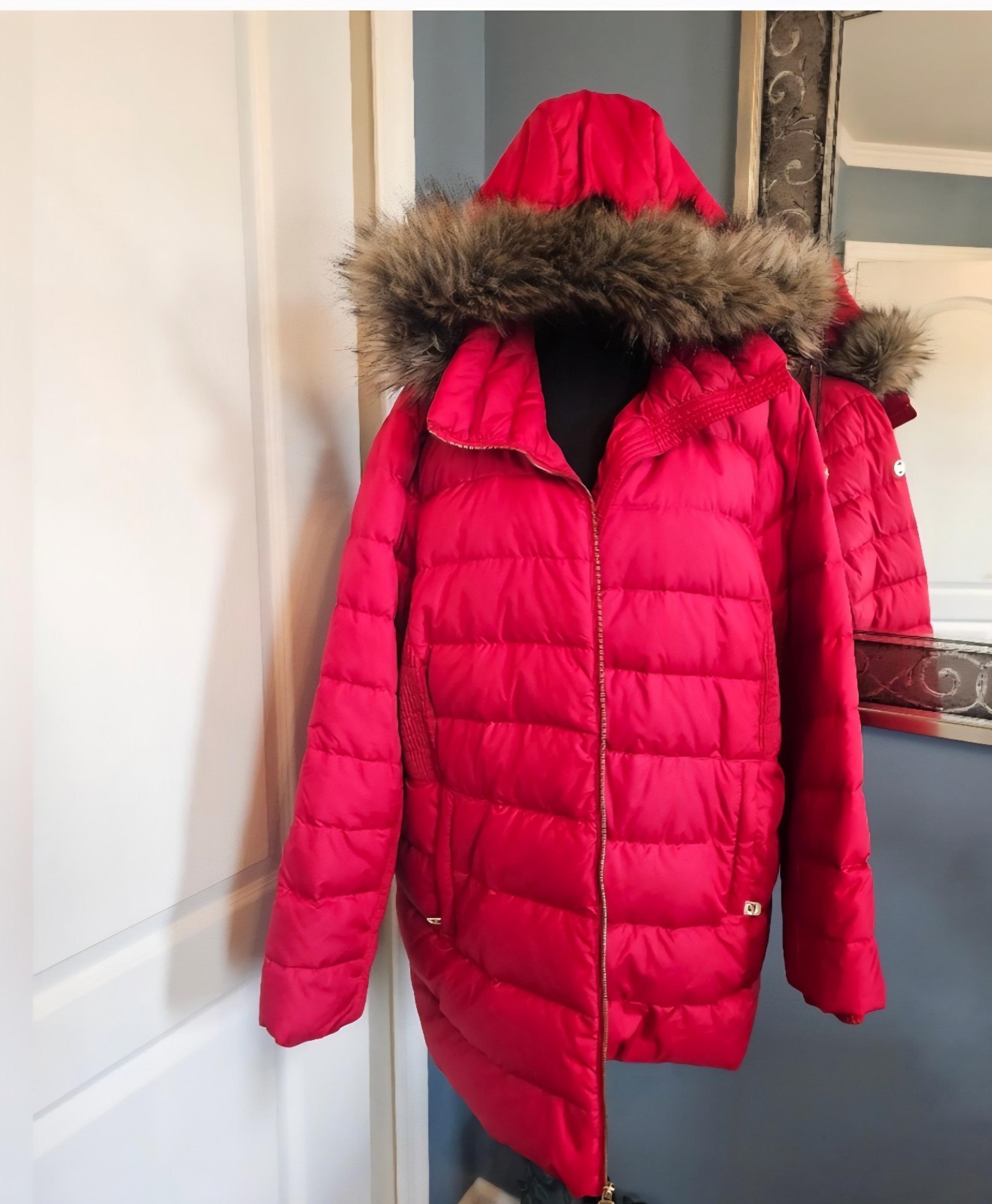 Michael Kors puffer red coat jacket hood