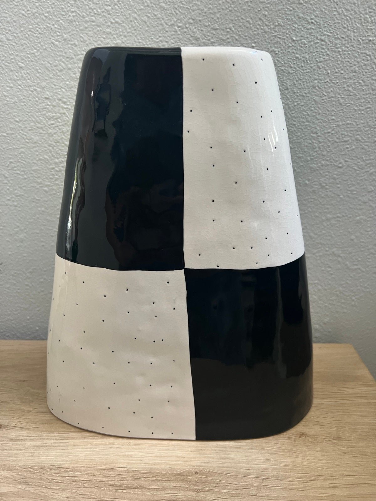 Vintage Rare Rae Dunn Black & White Triangle Vase Modern Geometric Shape 10”