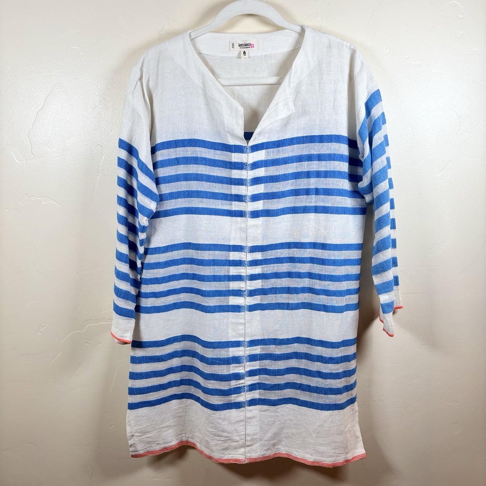 Lemlem Zare Striped Kaftan Tunic Swim Beach Cover Up Sz Small Gauzy Cotton *READ