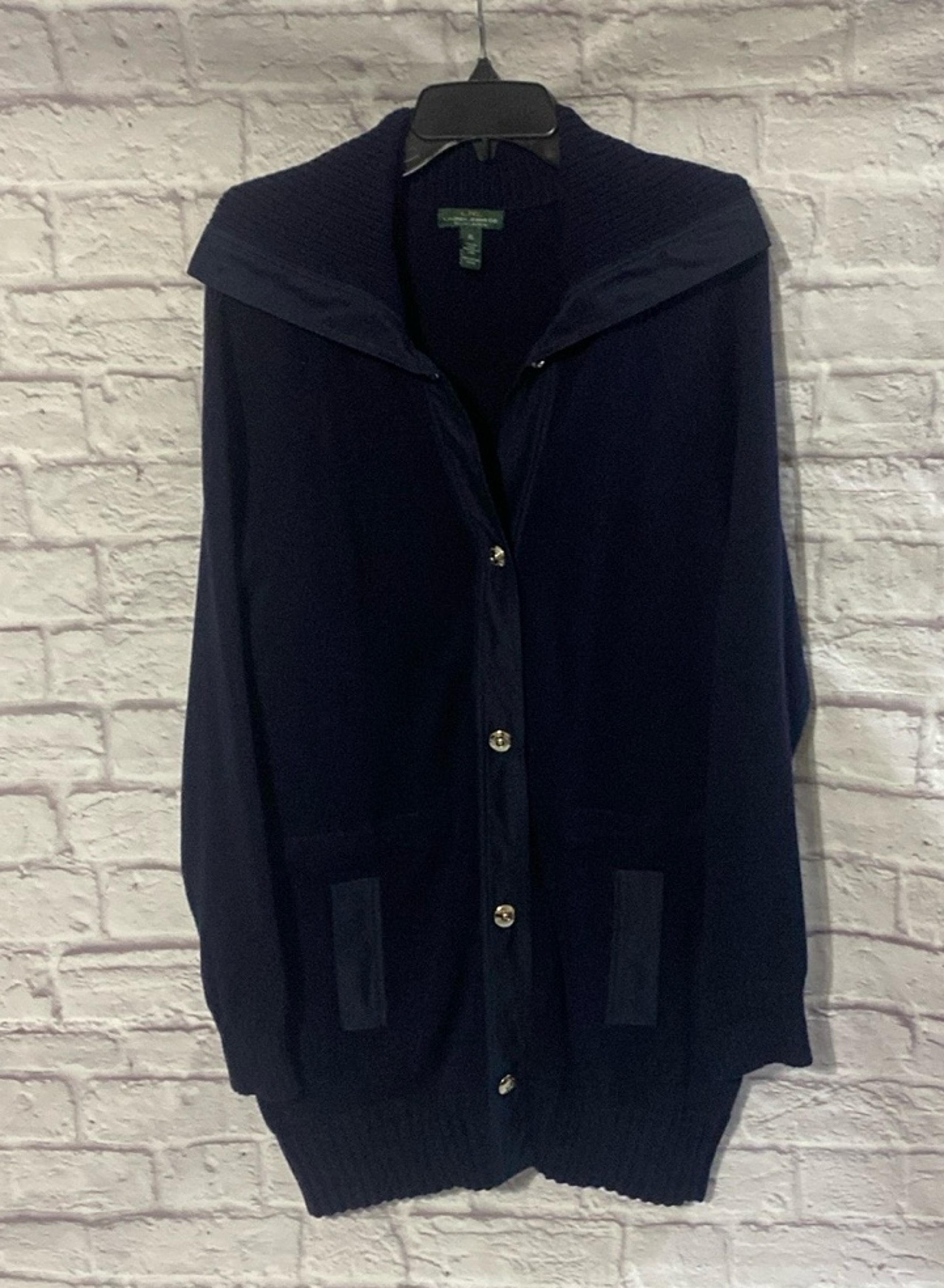 Lauren Jeans Company Ralph Lauren Heavy Thick Navy Blue Long Cardigan Sweater XL