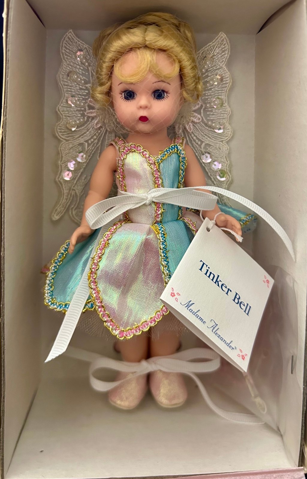 Unique 2001 Vintage Madame Alexander 8” Doll, Tinker Bell 30675 NIOB w/Reg Cards