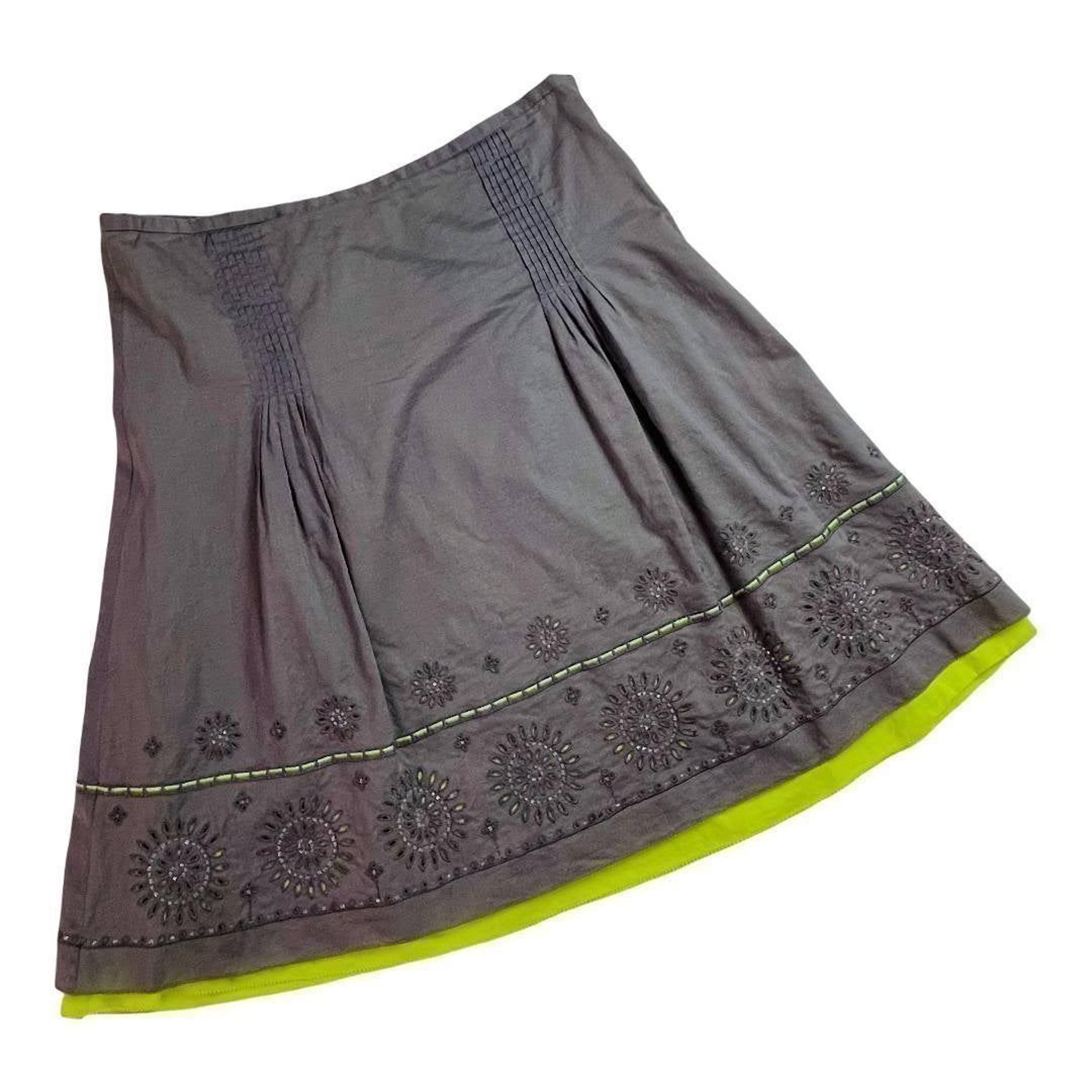 Sigrid Olsen Size 6 Purple Taupe A-line Skirt with Beaded Hem