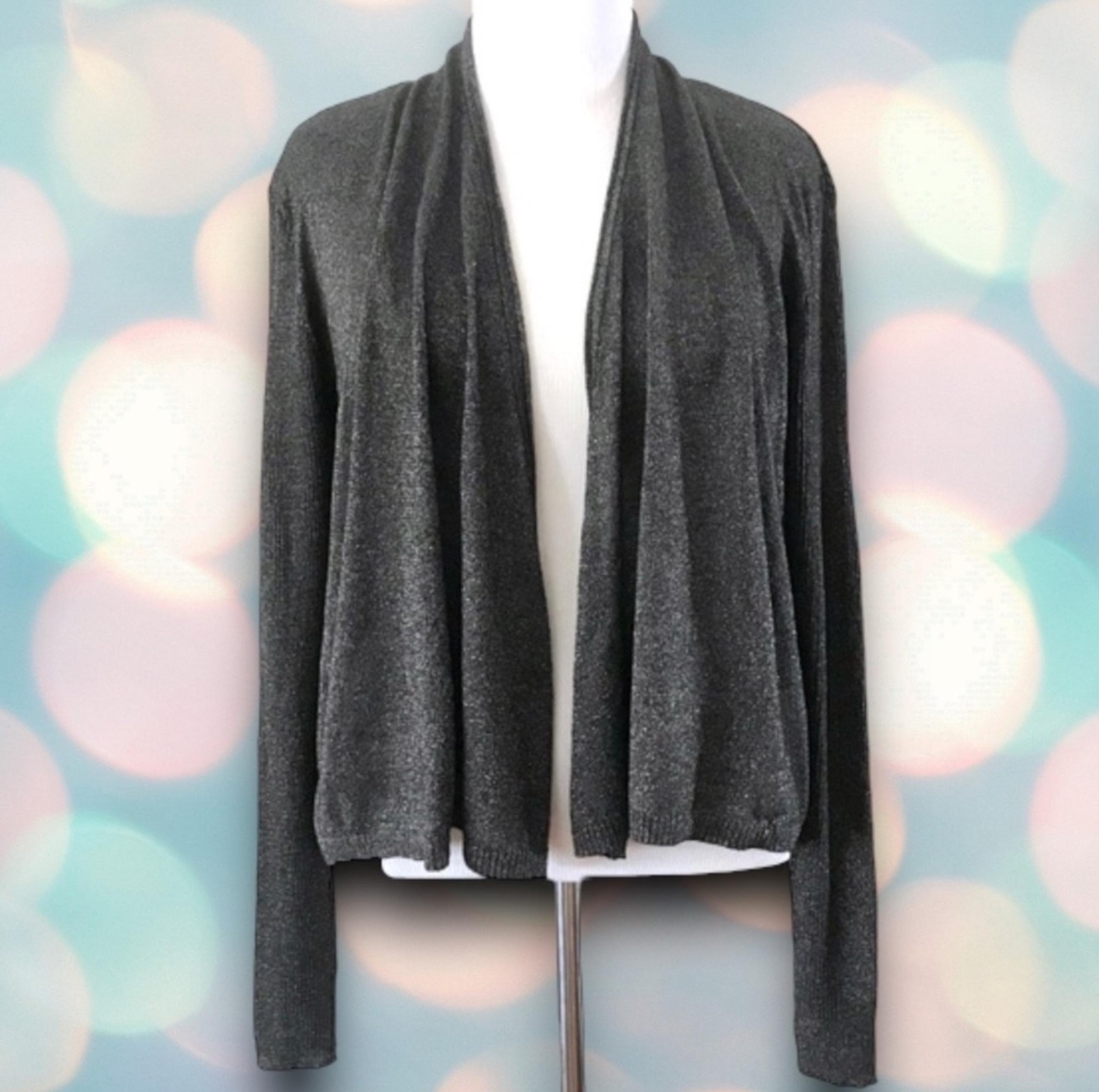 Women’s Glitter 3/4 Sleeve Open Front Cardigan Sweater Size M