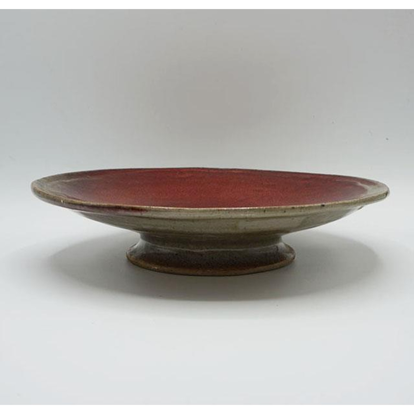 Bowl Dish Ceramic Modern Pottery Unique Handmade Signed Pedestal Base