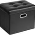 Ottoman with Storage Folding Leather Footrest Black