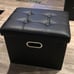 Ottoman with Storage Folding Leather Footrest Black