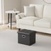 Ottoman with Storage Folding Leather Footrest Black