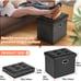 Ottoman with Storage Folding Leather Footrest Black