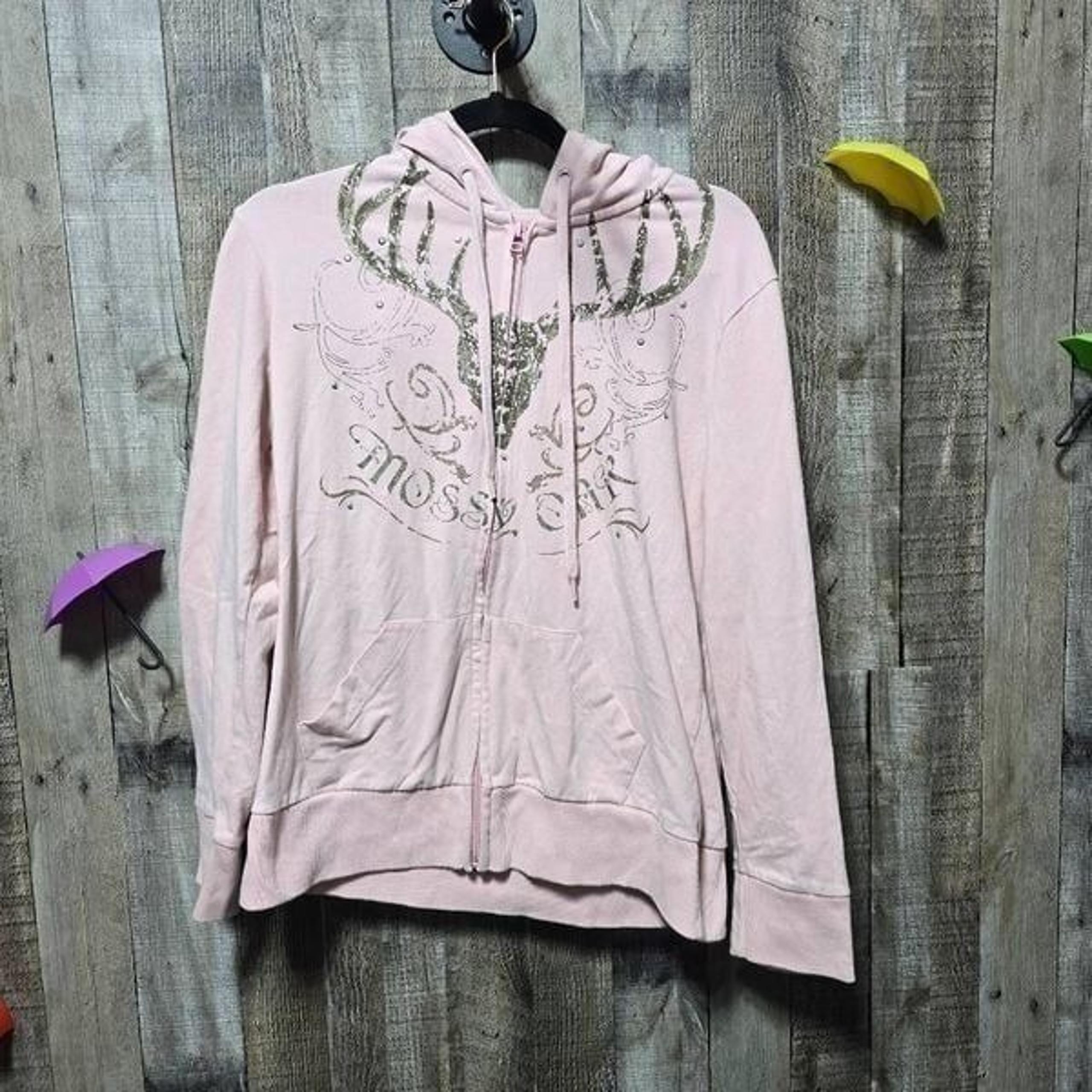 Mossy Oak Vintage Y2K Pink Sequin Deer Skull Hoodie Jacket