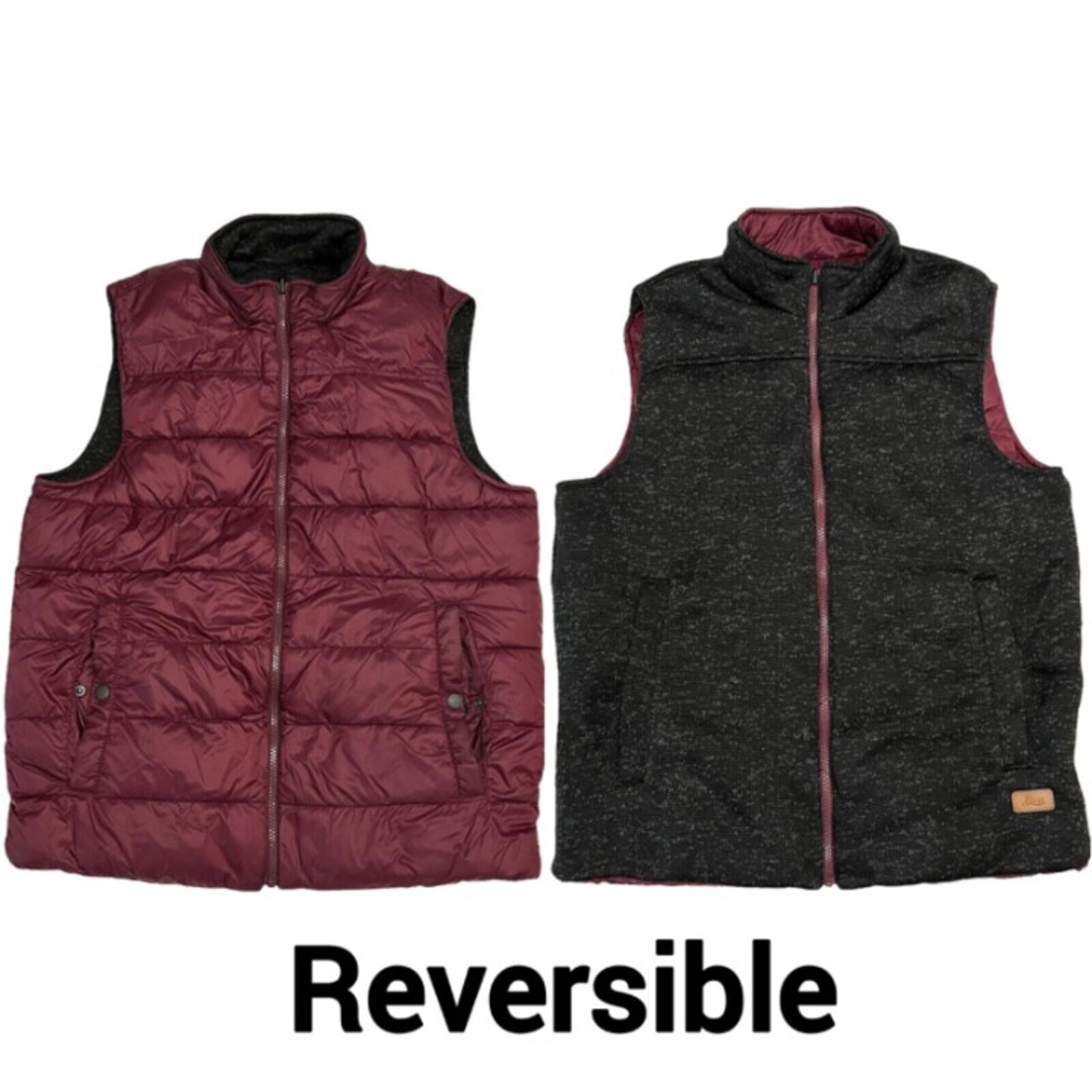 NWT G.H. BASS Men's Reversible Puffer Vest MEDIUM Burgundy Full Zip