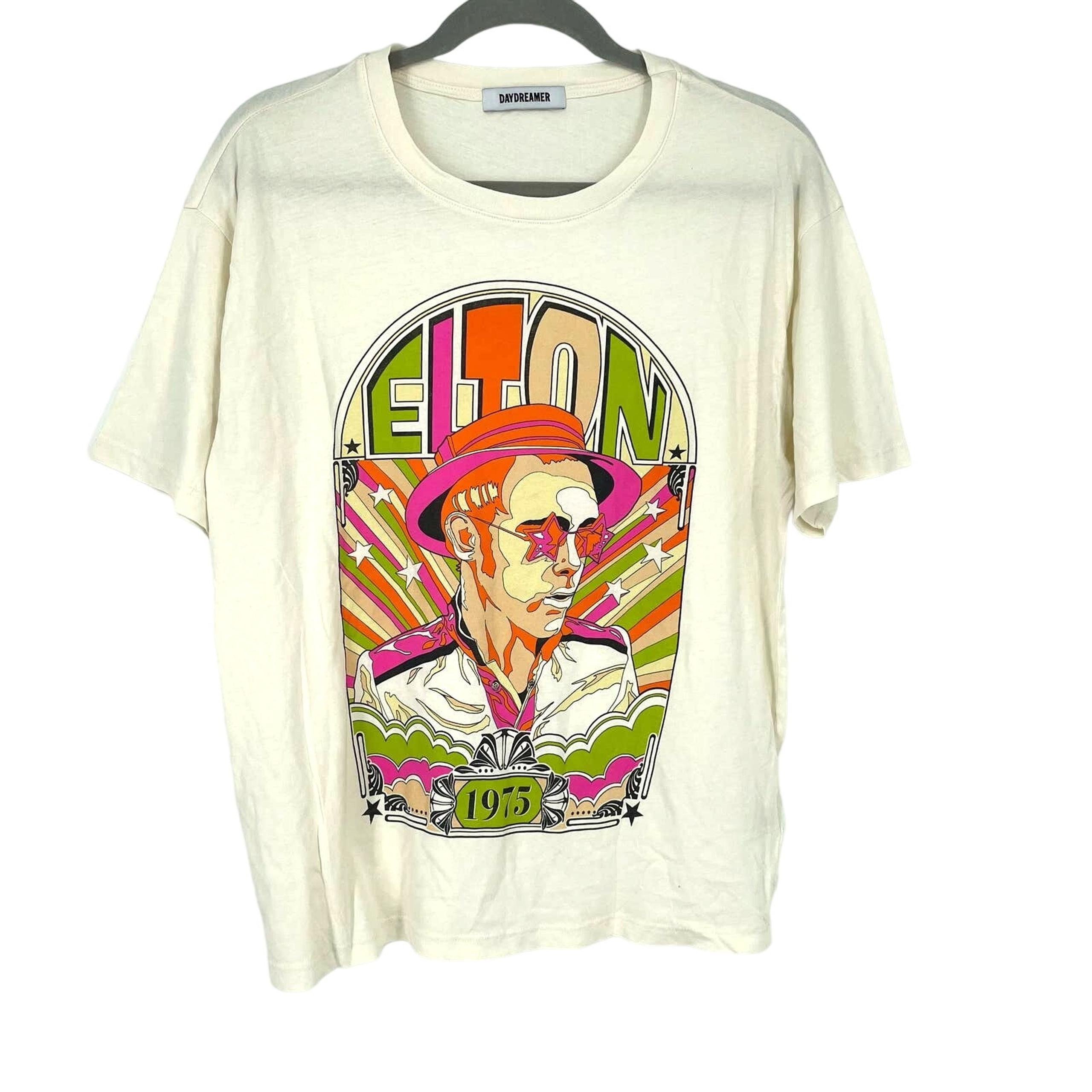 Daydreamer Elton John 1975 Boyfriend Tee White Small NWOT