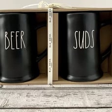 Rae Dunn Black beer mugs