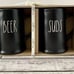 Rae Dunn Black beer mugs