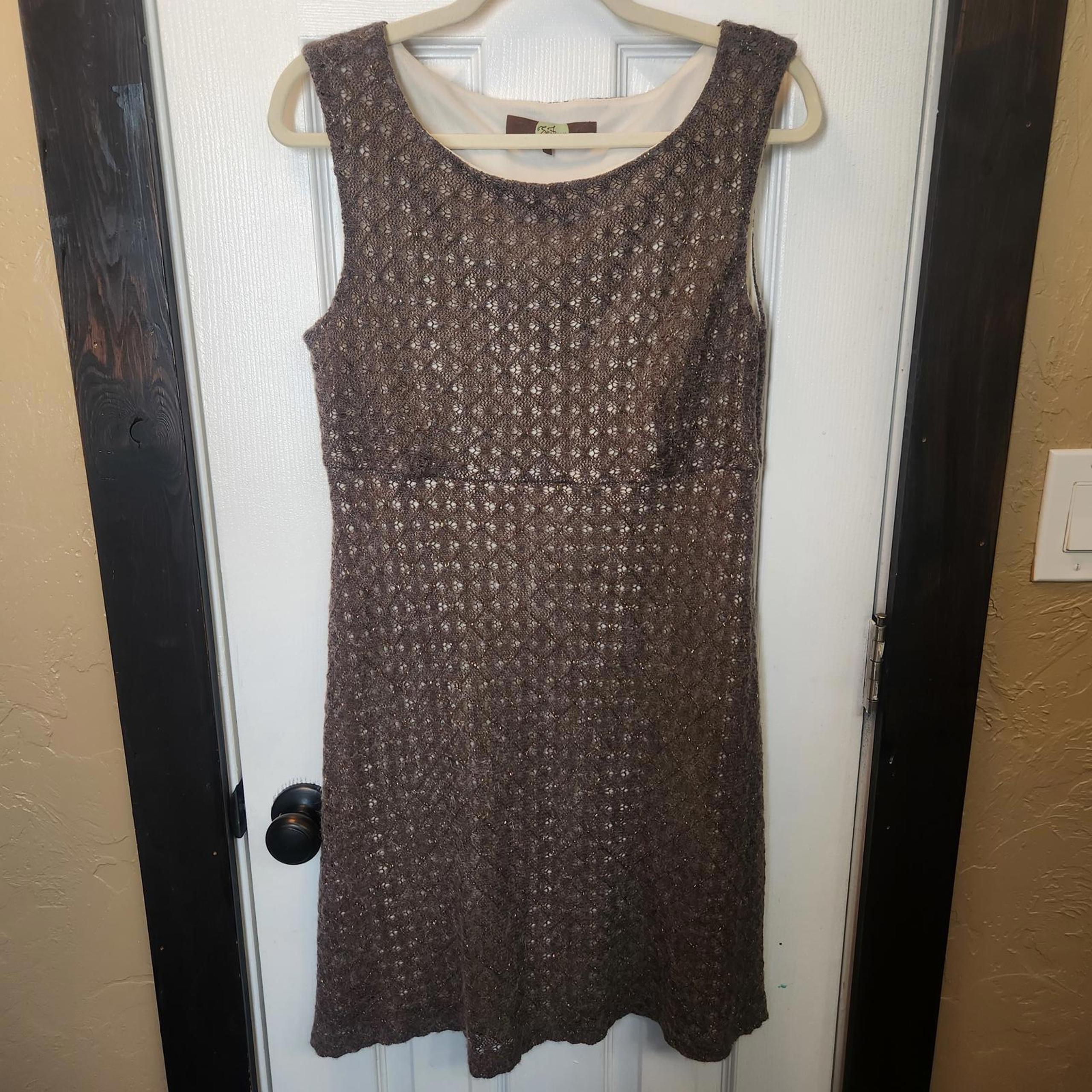 Eva Franco Elegant A-Line Wool Blend Knit Knee Length Dress - Size 12