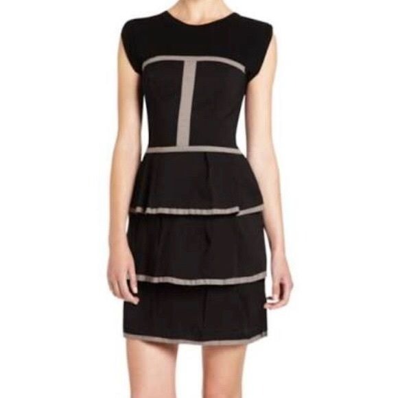 BCBG Yasmina Tiered Poplin Ruffle Dress Women's Size 4 NWT