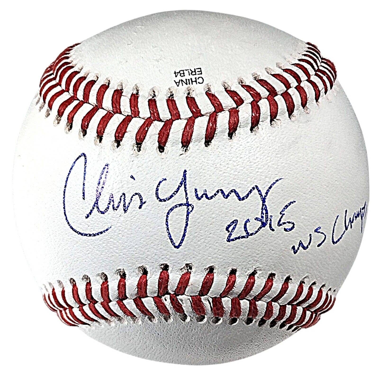 Chris Young Signed Baseball - KC Royals 2015 WS Champs Inscription, Proof Photo