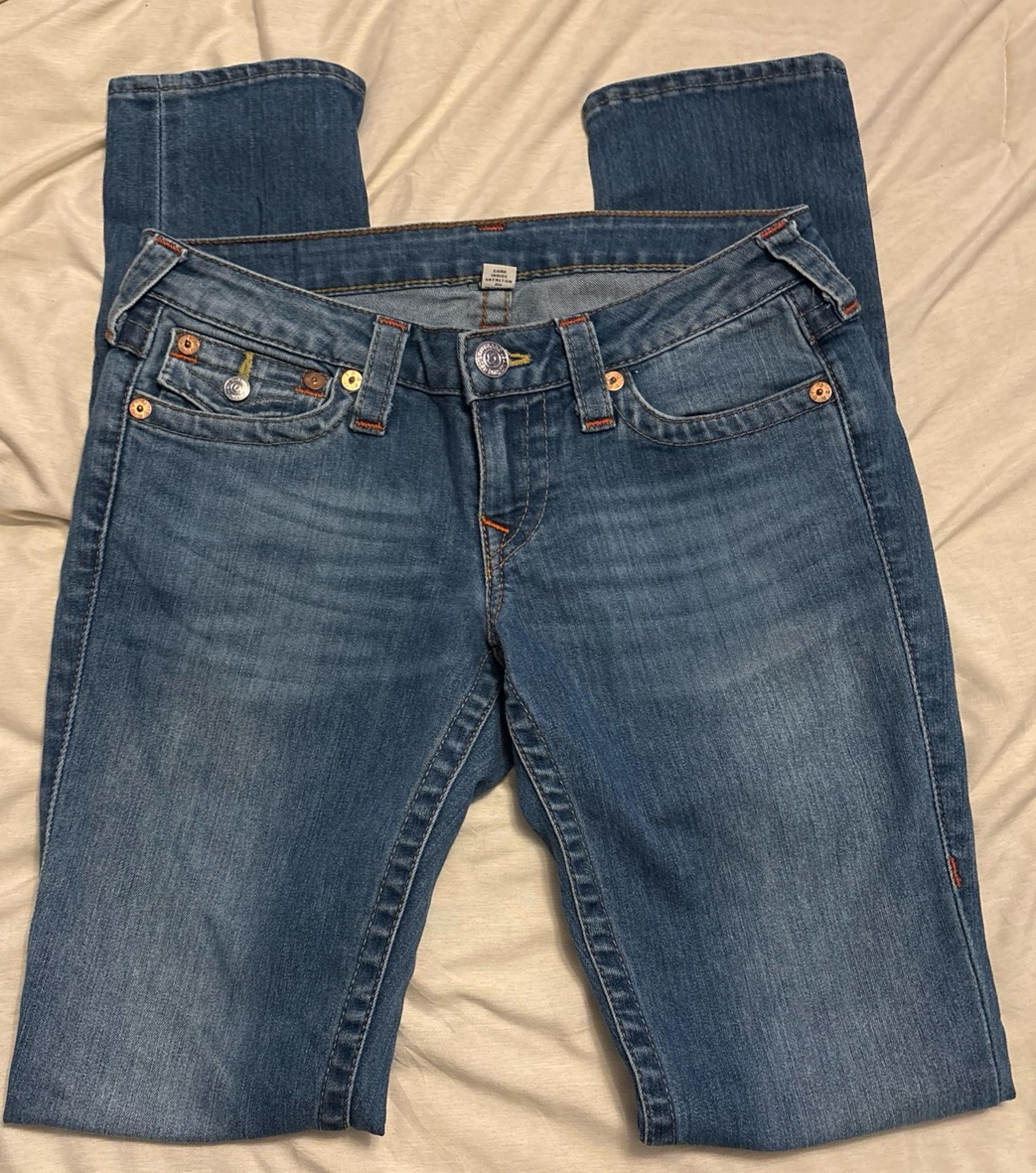 True Religion Women’s Medium Wash Skinny Straight Jeans, Size 27
