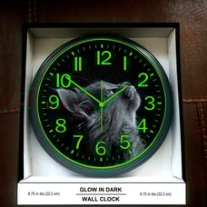 Cat Glow in the Dark Wall Clock Game Room Living Room Blue Cat Wall Clock NEW