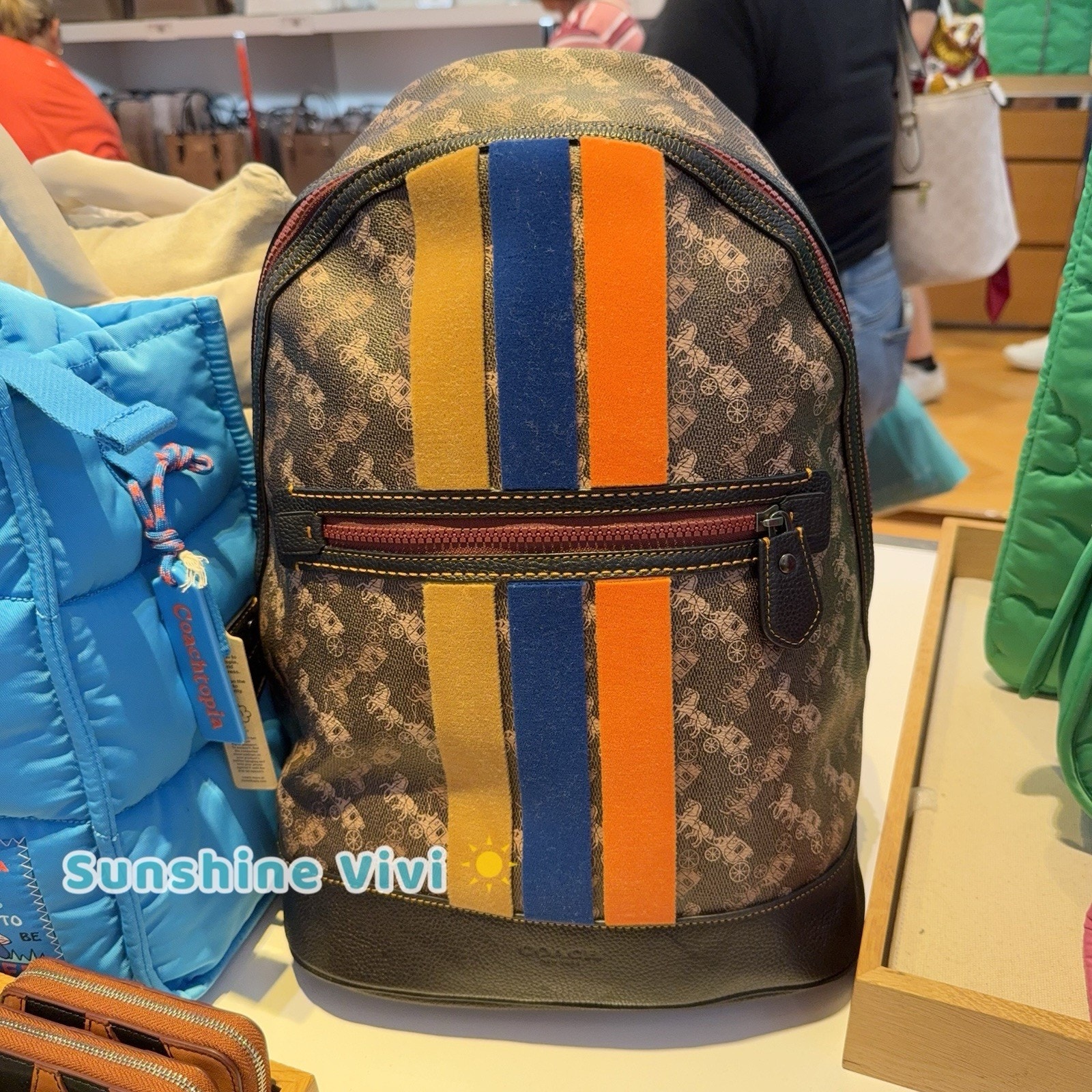 NWT Coach Barrow Backpack With Horse And Carriage Print And Varsity Stripe 88328