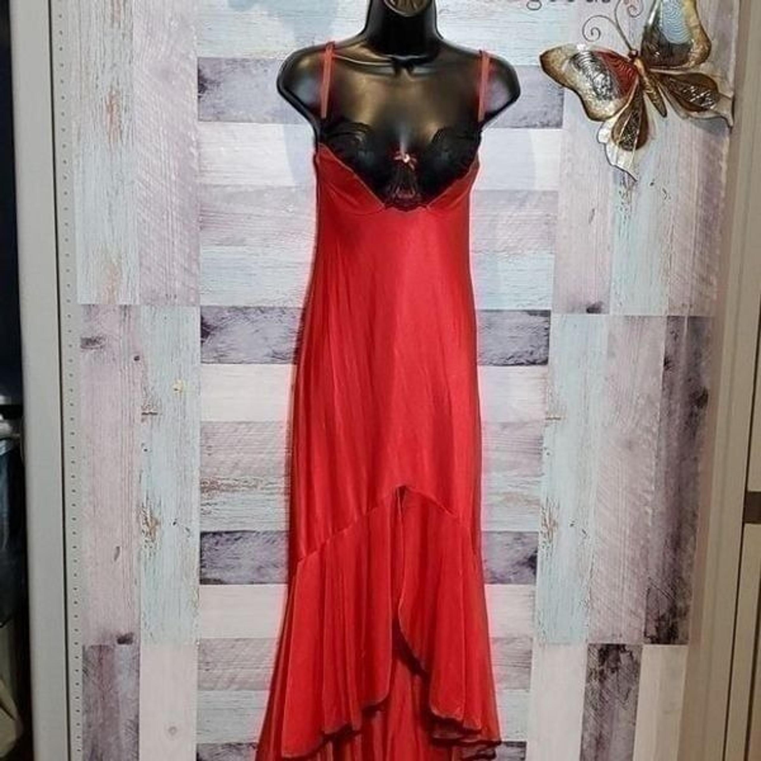 Frederick's of Hollywood Sz S Red Black Chemise Gown Sexy Sissy Sleep 124