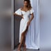 SELFIE LESLIE GRAYSON TIED BACK ASYMMETRICAL MIDI DRESS CHAMPAGNE Size Medium