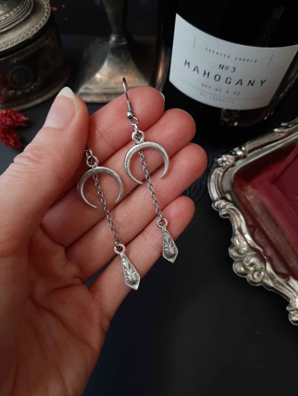 Moon drop Earrings 925