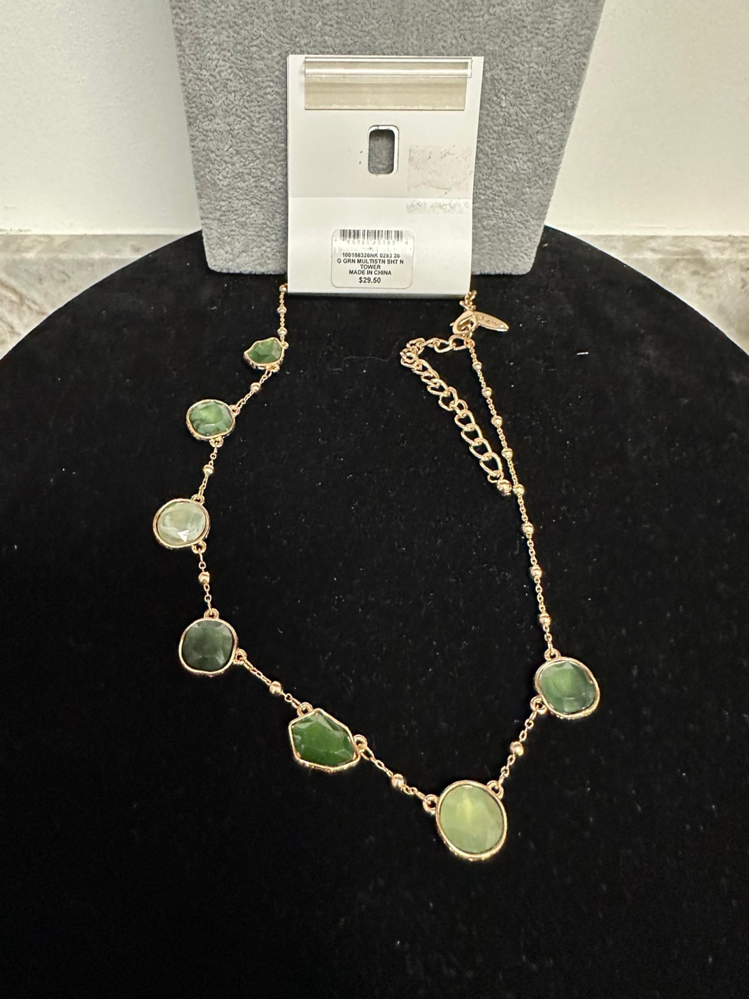 Style & Co Green and Gold Charm Necklace