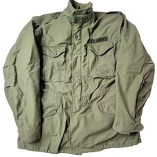 US Army Vintage Vietnam Military M65 Hooded OG Sateen Field Jacket Mens Large L