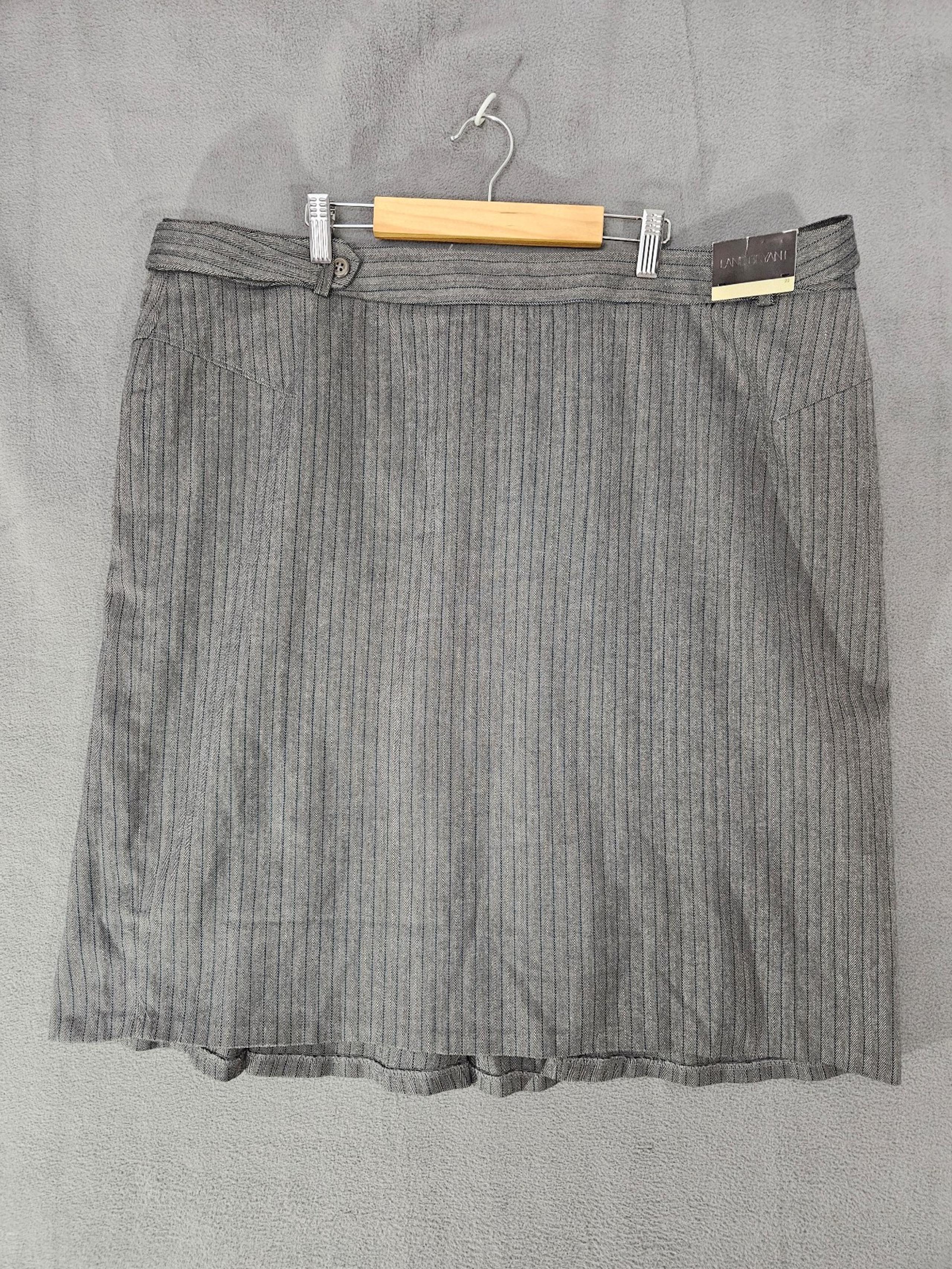 Lane Bryant Womens Skirt Plus Size 22 Gray Strip Midi