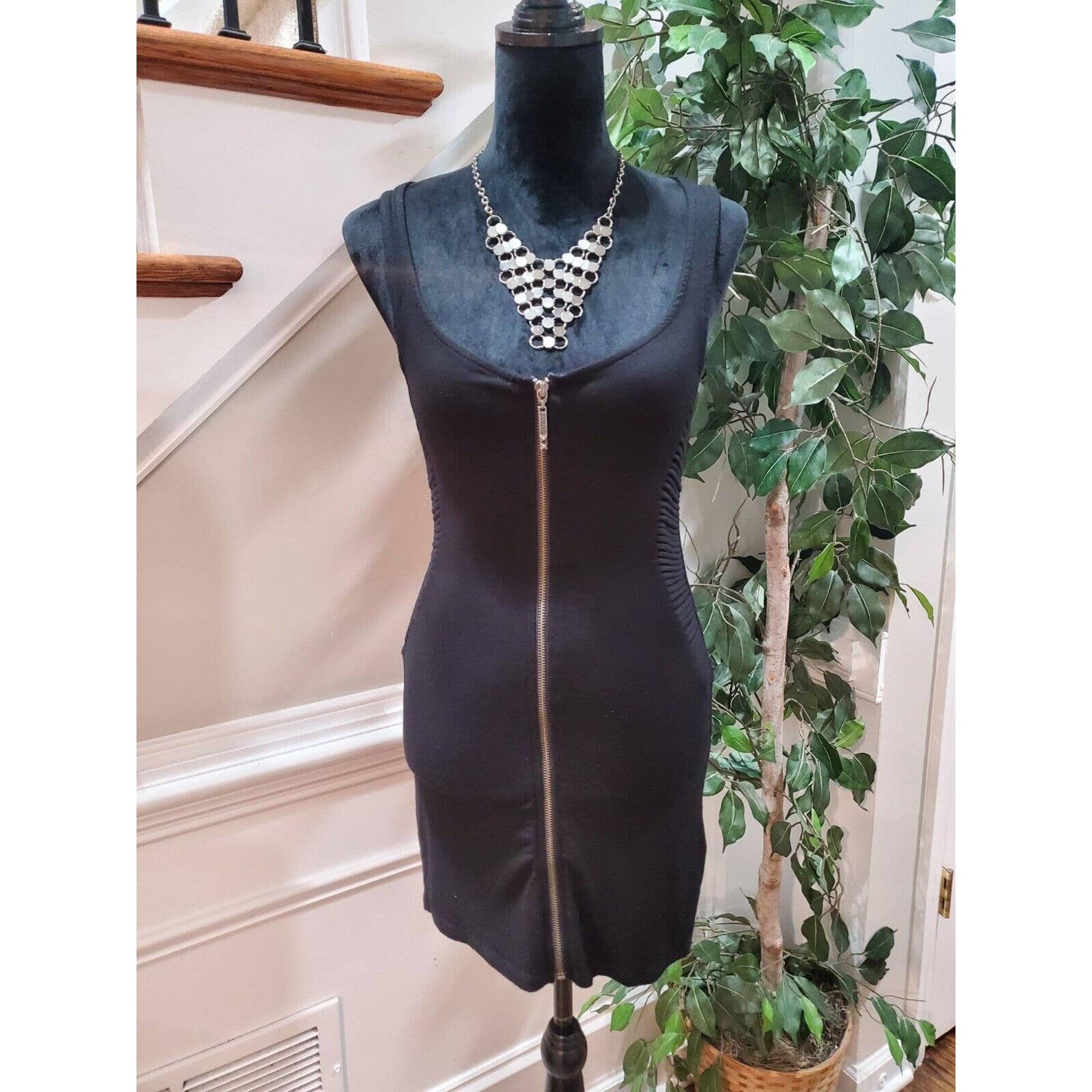 Guess Womens Black Solid Polyester Scoop Neck Sleeveless Knee Length Dress Small
